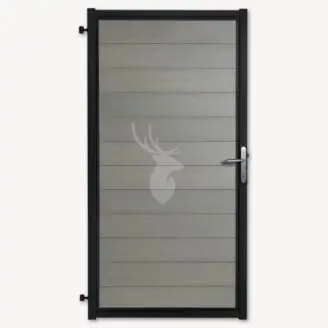 Tuindeur composiet Velufence | light grey | zwart aluminium