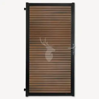 Tuindeur composiet Velufence | teak brown triple | zwart aluminium