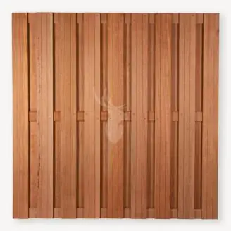 Tuinscherm Laren | hardhout | met 3 klampen
