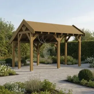 Douglas kapschuur Linge XL1 | douglas groen geïmpregneerd | 447x344 cm