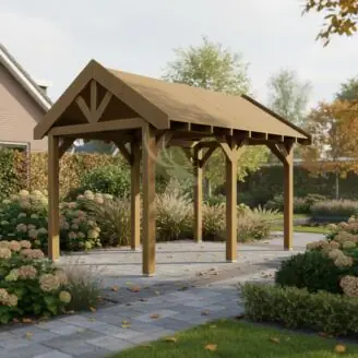 Douglas zadeldak Regge XL1 | douglas groen geïmpregneerd | 447x344 cm