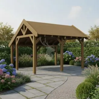 Douglas kapschuur Linge XXL1 | douglas groen geïmpregneerd | 447x444 cm