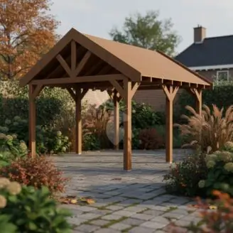 Douglas zadeldak Regge XXL1 | douglas bruin geïmpregneerd | 447x444 cm