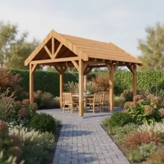 Douglas zadeldak Regge XXL1 | douglas blank onbehandeld | 447x444 cm