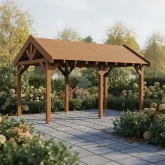 Overkapping zadeldak Regge XL2 | douglas bruin geïmpregneerd | 547x344 cm