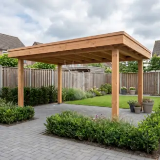 Plat dak overkapping | hout | 400x300 cm