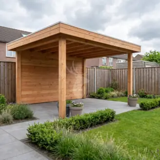 Plat dak overkapping | hout | 400x300 cm