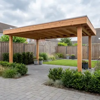 Plat dak overkapping | hout | 500x300 cm