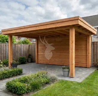 Plat dak overkapping | hout | 500x300 cm