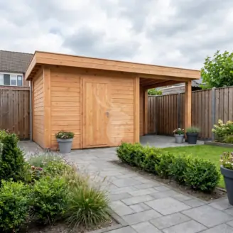 Overkapping plat dak | hout | 500x300 cm