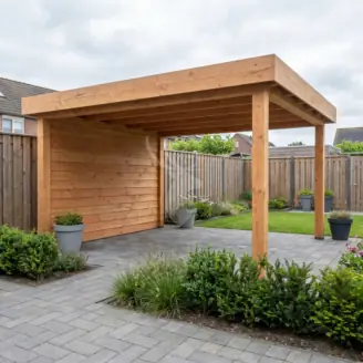 Plat dak overkapping | hout | 600x400 cm