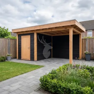 Overkapping plat dak | hout | 500x300 cm