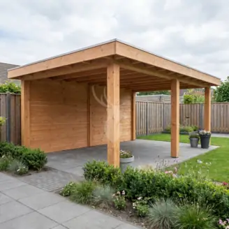 Plat dak overkapping | hout | 600x300 cm