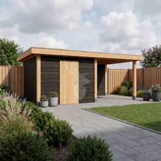 Plat dak overkapping | hout | 600x300 cm