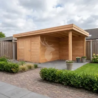 Plat dak overkapping | hout | 600x300 cm