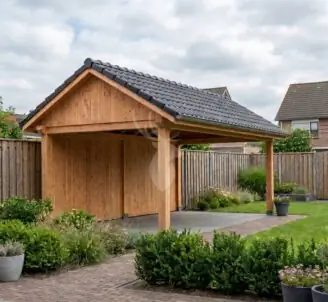 Zadeldak overkapping | hout | 500x300 cm