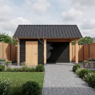 Zadeldak overkapping | hout | 500x300 cm