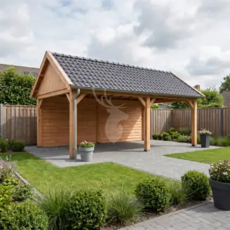 Zadeldak overkapping | hout | 700x300 cm