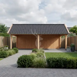 Zadeldak overkapping | hout | 800x400 cm