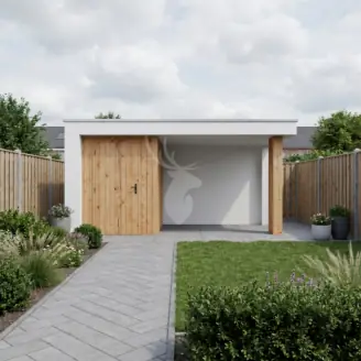 Overkapping modern platdak | wit hout | 500x300 cm