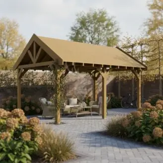 Douglas zadeldak Regge XXL2 | douglas groen geïmpregneerd | 547x444 cm