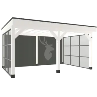 Witte overkapping Hillhout Premium | Vuren | 307x499 cm