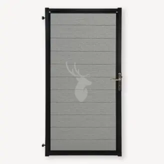 Tuindeur composiet Velufence | stone grey | zwart aluminium