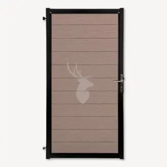 Tuindeur composiet Velufence | wengé brown | zwart aluminium
