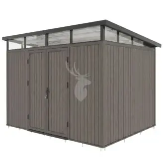 Composiet tuinberging met dubbele deur | grijs | 344x210x226,5 cm