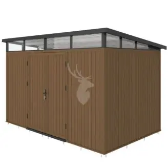 Composiet tuinberging met dubbele deur | bruin | 344x210x226,5 cm