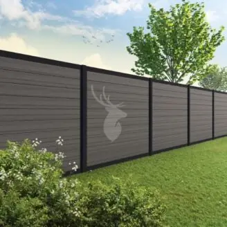 Velufence composiet schutting | Fiberdeck dark grey | zwart aluminium