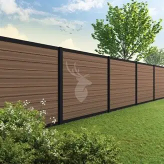 Velufence composiet schutting | ipé brown |zwart aluminium