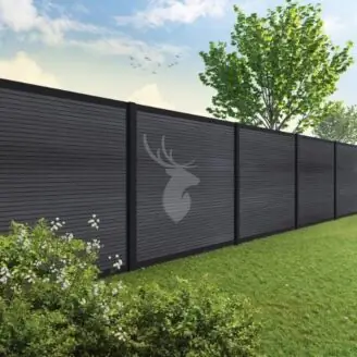 Velufence composiet schutting | Fiberdeck modern grey | zwart aluminium