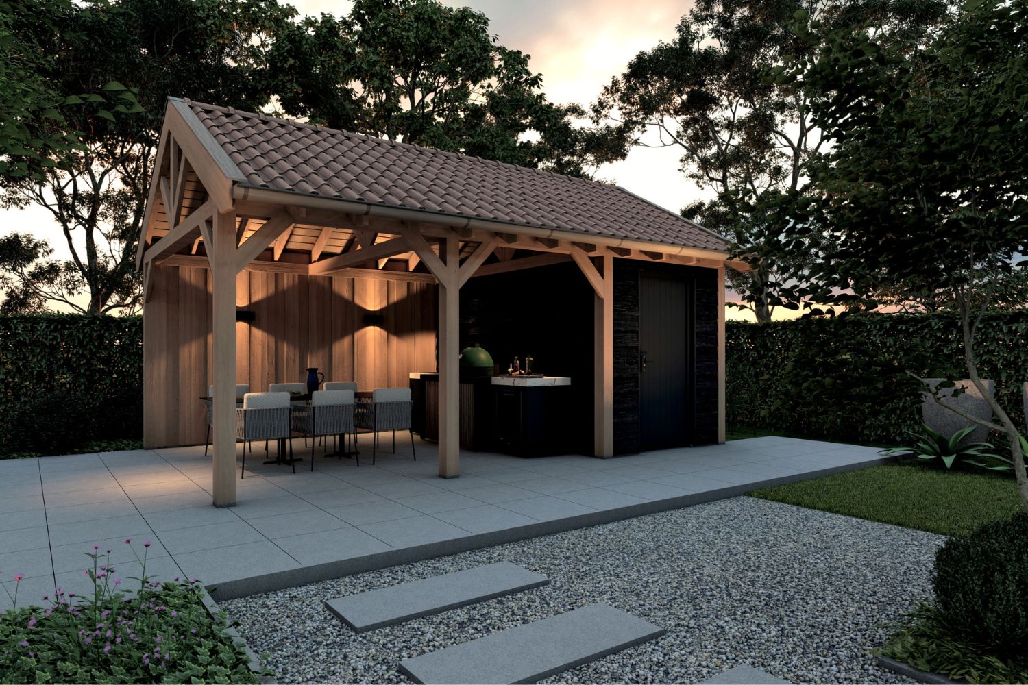Houten overkapping zadeldak Sallinge